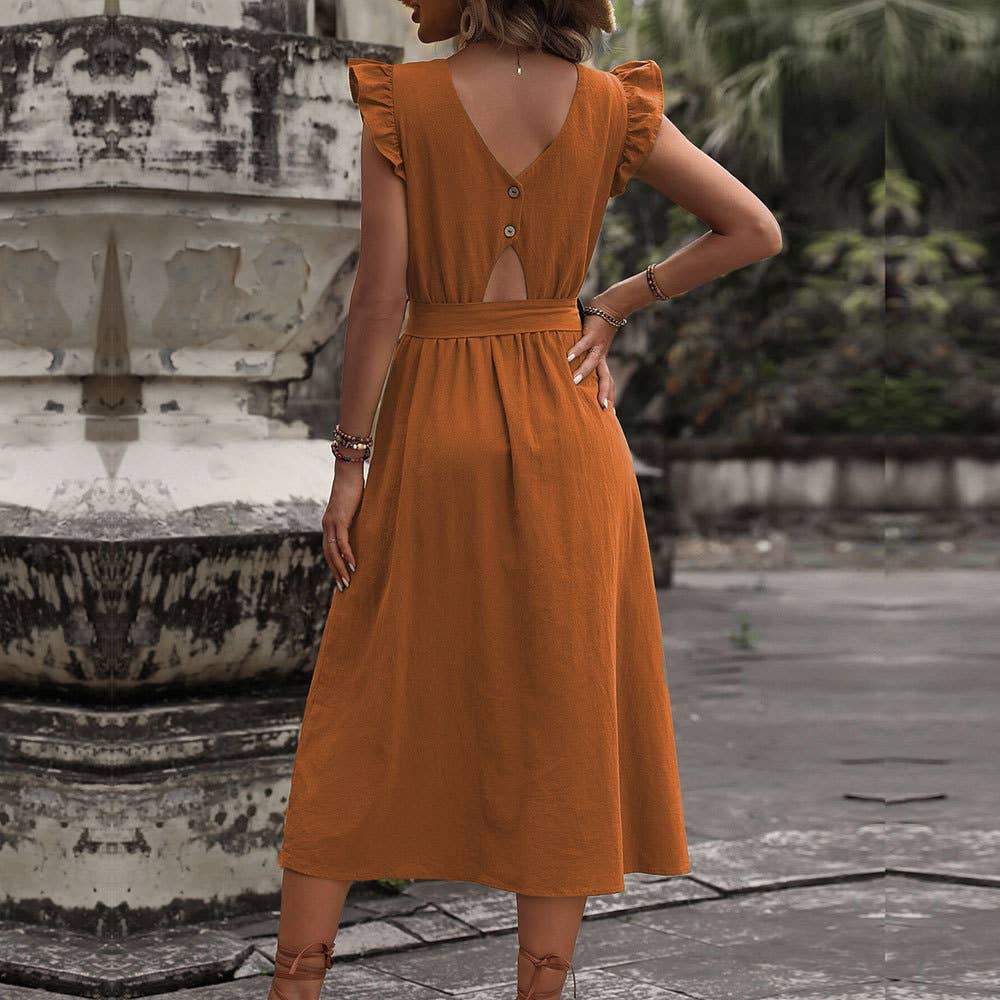 Sexy backless,cinched waist,country-style dress