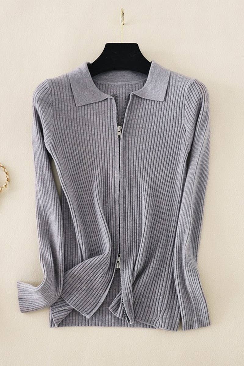 CWOSWL07283_SOLID SLIM KNIT LONG SLEEVE POLO TOP