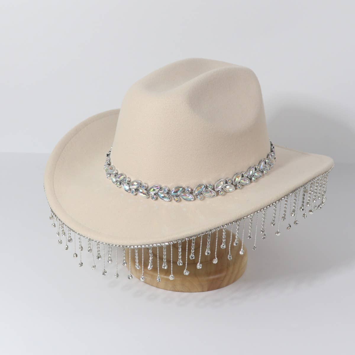 Western Rhinestone Pearl Fringe Cowboy Hat_CWAH3643