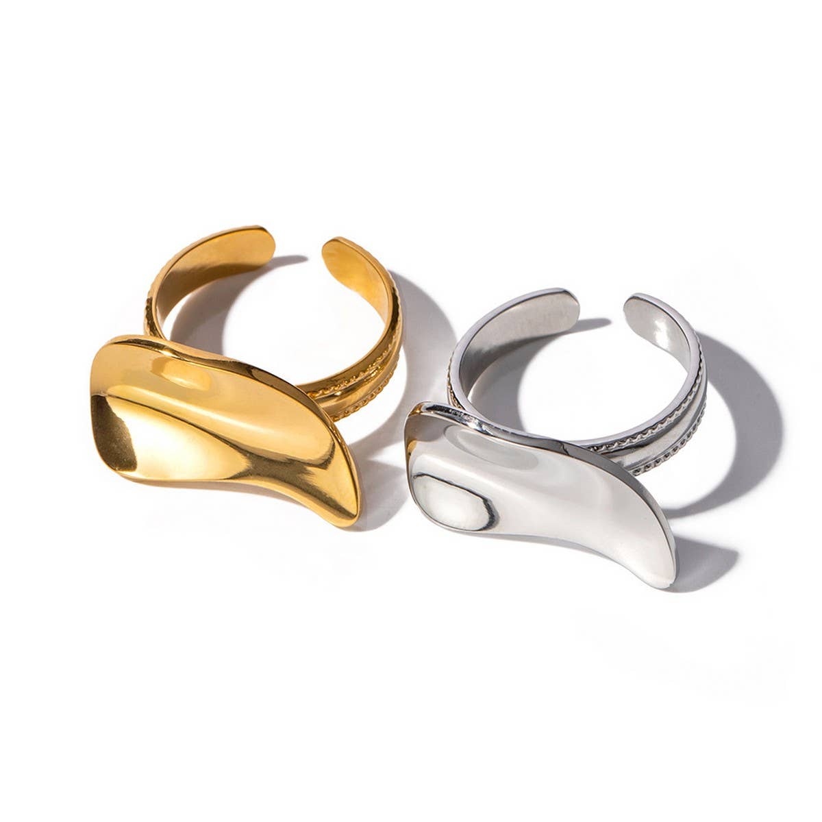 SIMPLE STAINLESS STEEL DROP-SHAPED RINGS_CWAJE1248