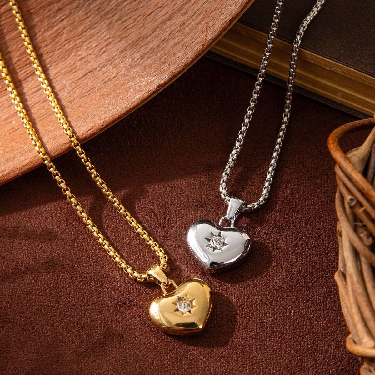 Valentine's Day Heart Necklace with Zirconia