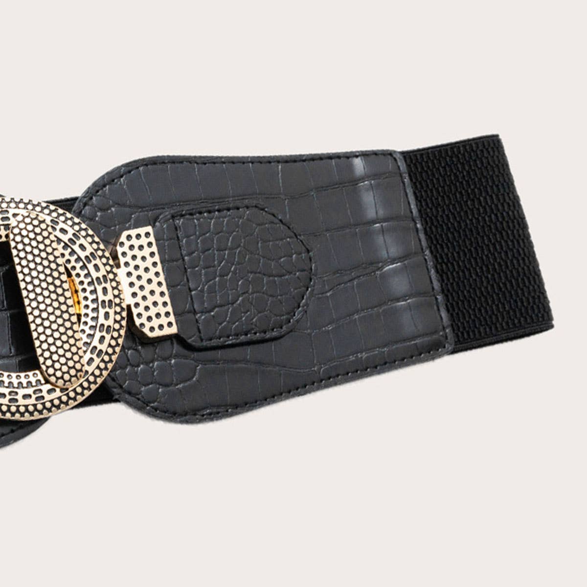 Retro crocodile print button-down waist belt