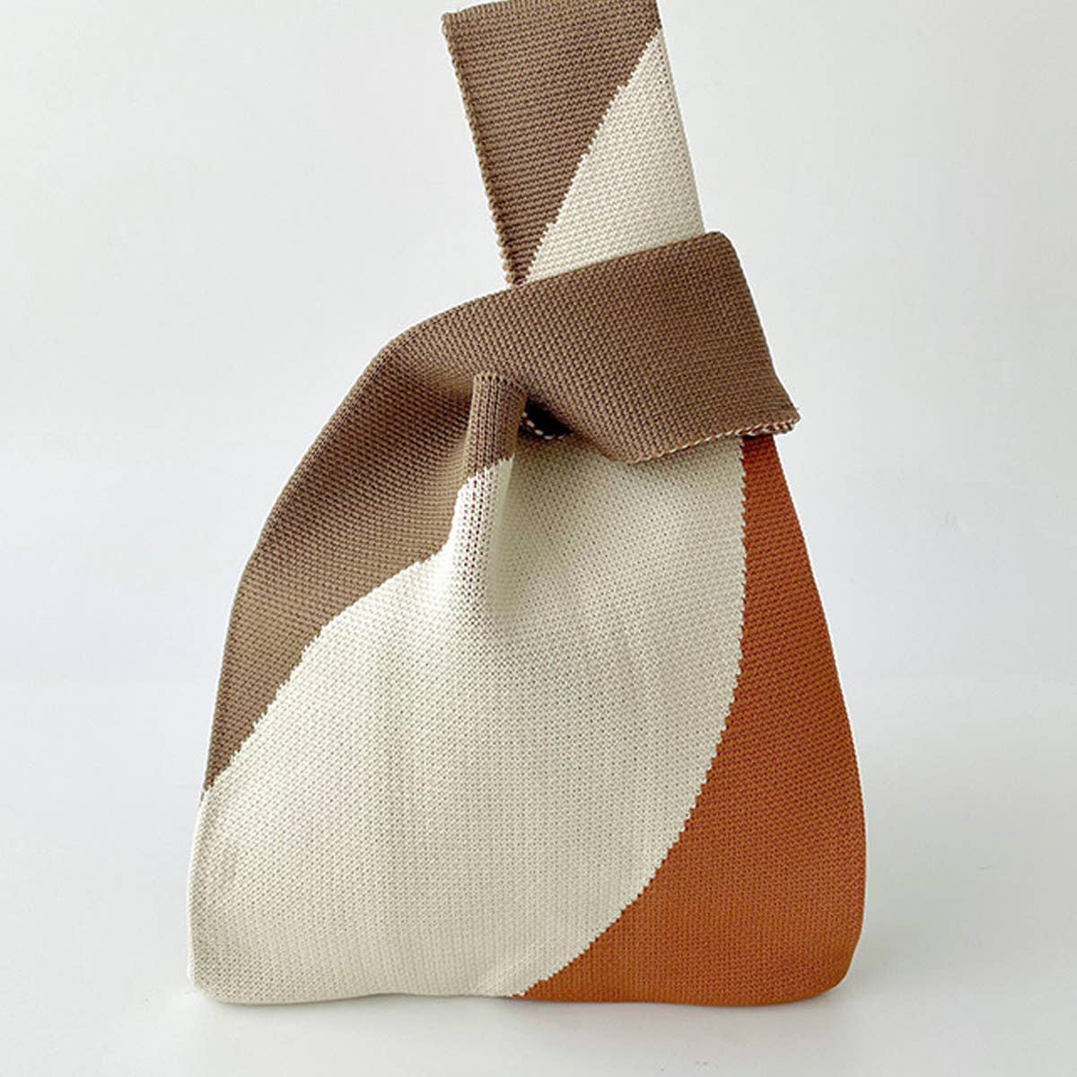 SIMPLE COLOR BLOCK KNITTED SHOULDER HANDBAG_CWAB1497