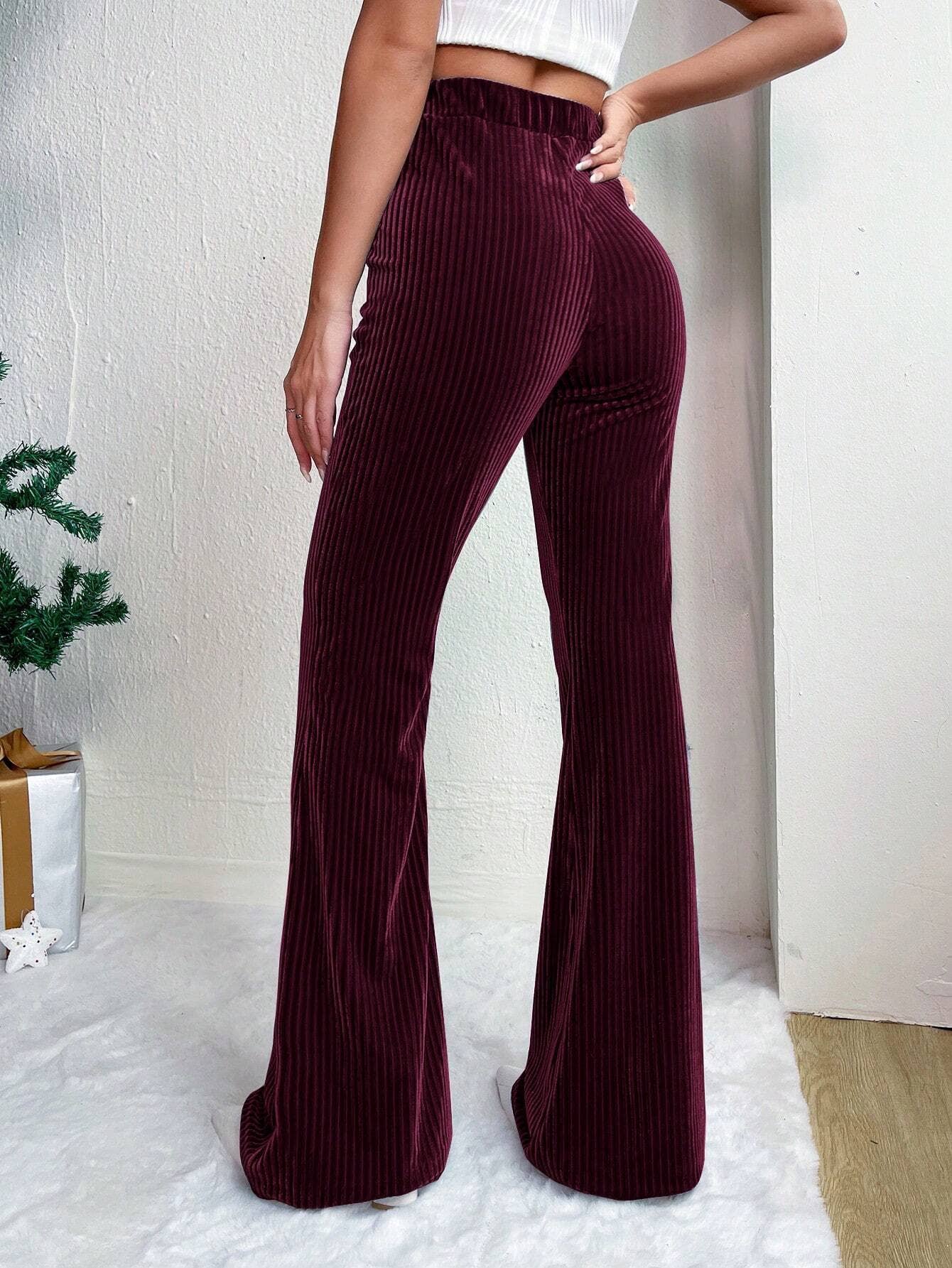 HIGH-WAISTED CORDUROY BELL BOTTOMS WIDE-LEG PANTS