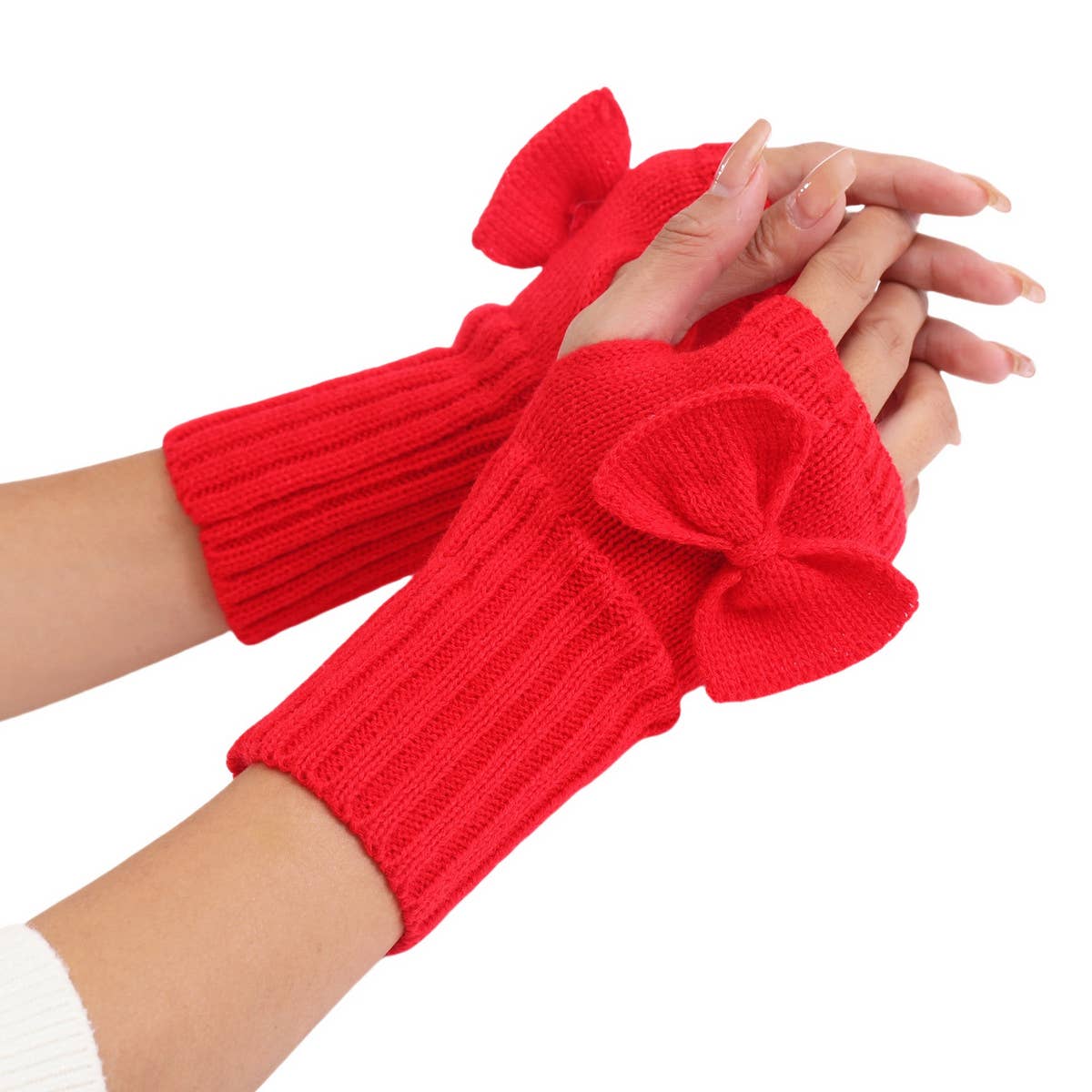 BOW KNITTED THERMAL FINGERLESS SLEEVES_CWAG0110