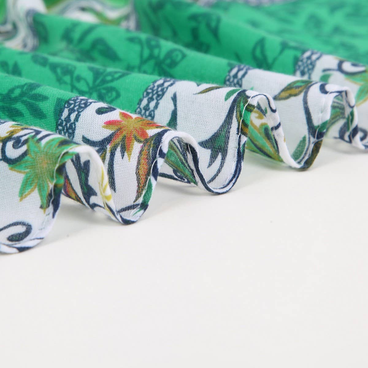 Floral Border Satin Scarf ? Elegant Beach Wrap