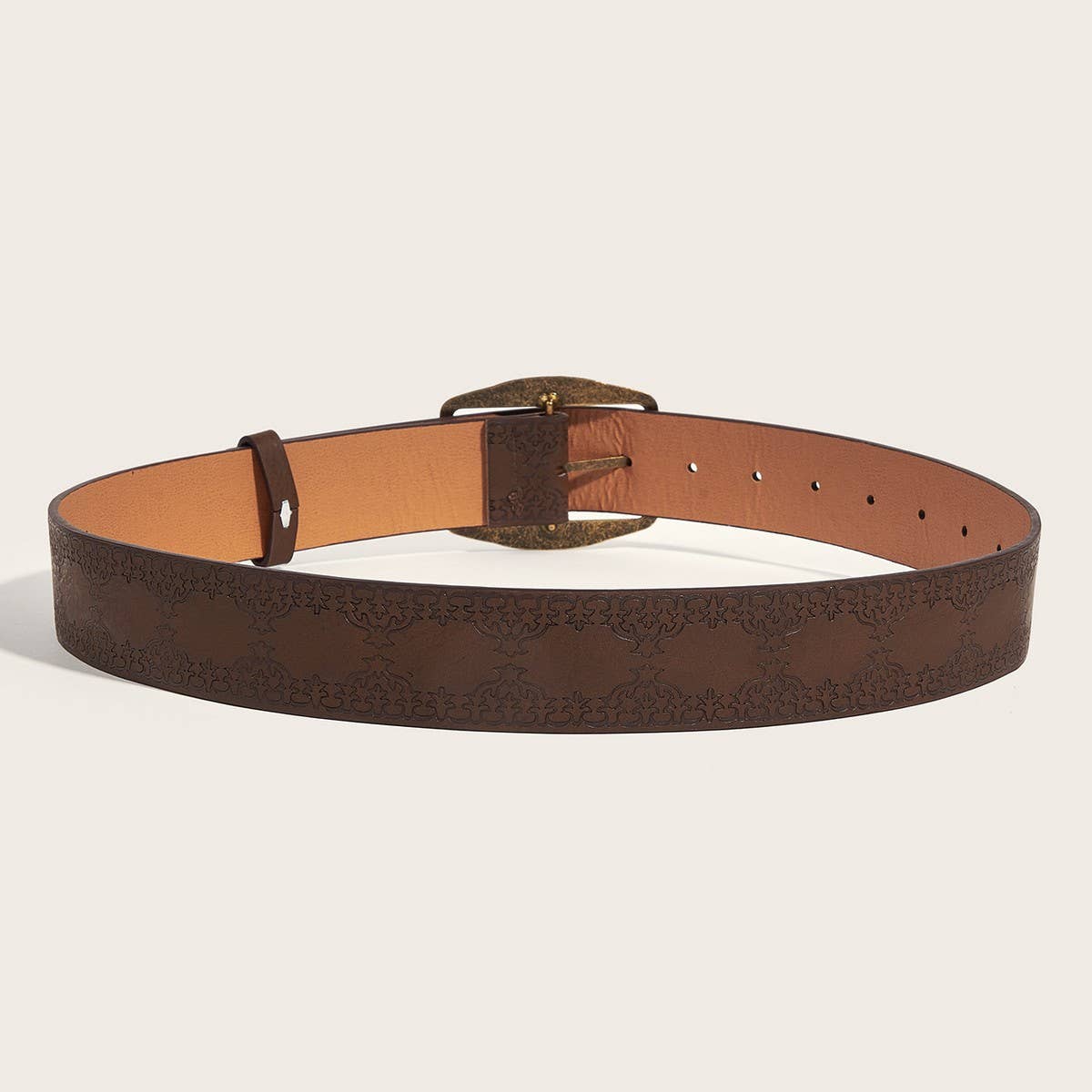 CWABE0555_VINTAGE IMITATION LEATHER SQUARE BUCKLE BELT