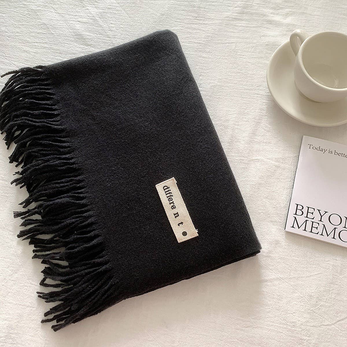 Colorblock Tassel Scarf - Thick Wrap for Students