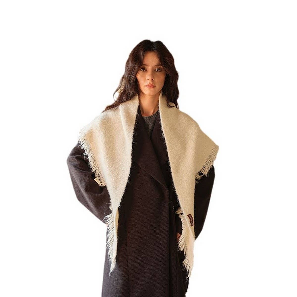 Solid Wool Blend Triangle Scarf for Women_CWASC2287