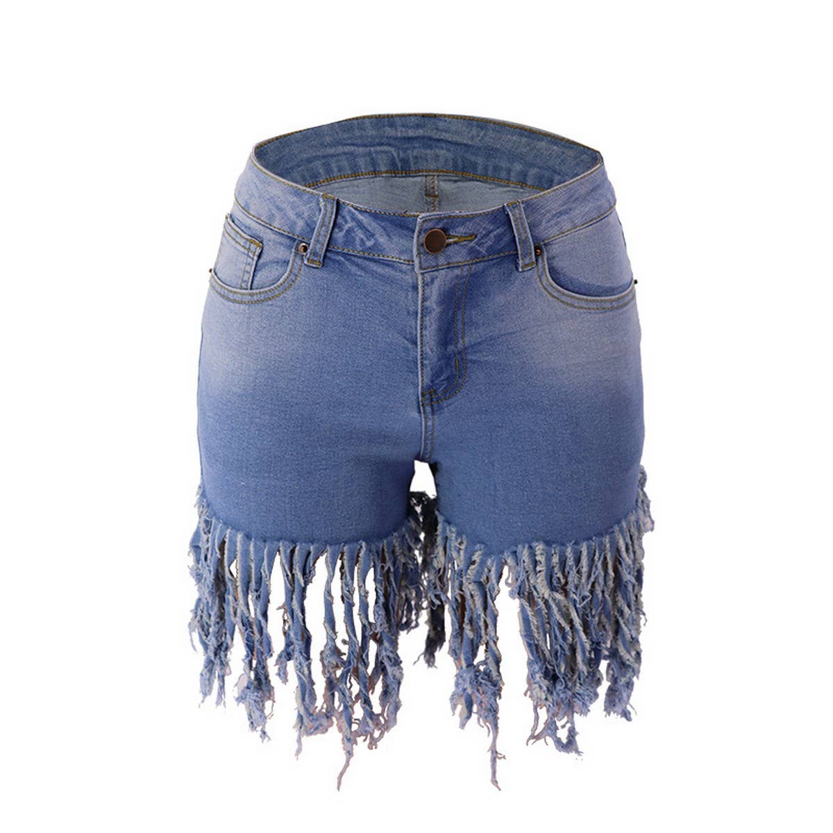 WOMENS DENIM SHORTS WITH TASSELS_CWJS0076