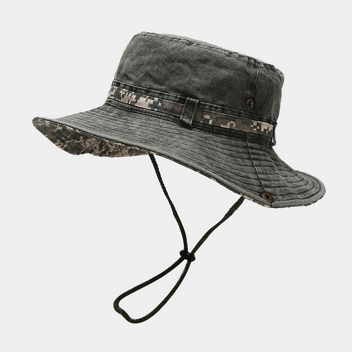 Washed Camouflage Bucket Hat ? Outdoor UV Sun Cap_CWAH3835