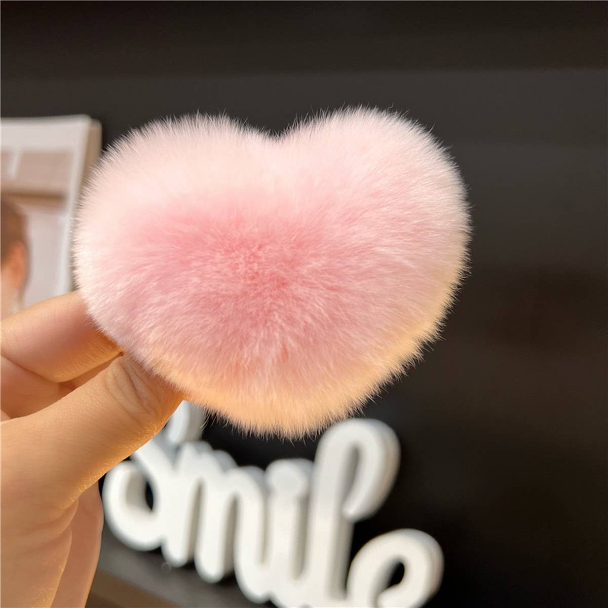 Cute Rex Rabbit Heart Hair Clip - Fluffy BB Pin