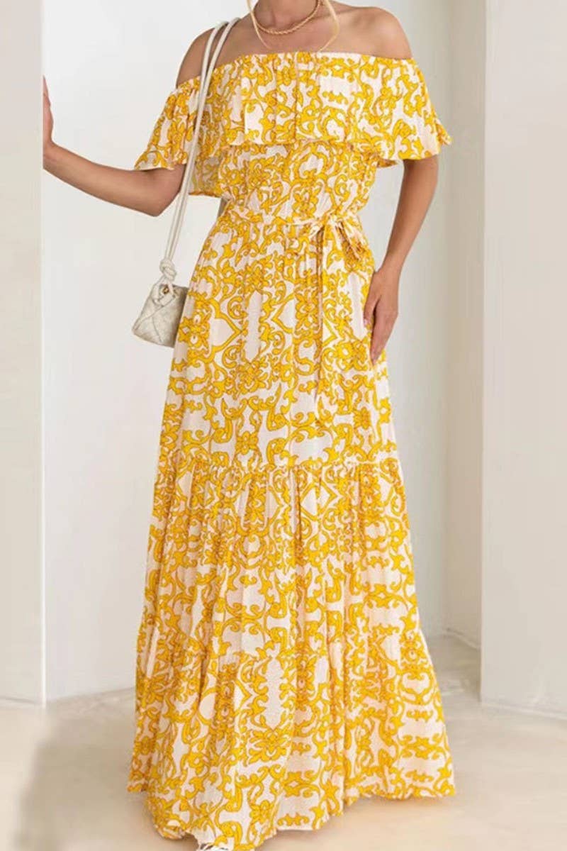 CWDSD7943_OFF SHOULDER FLORAL RUFFLED LONG DRESS