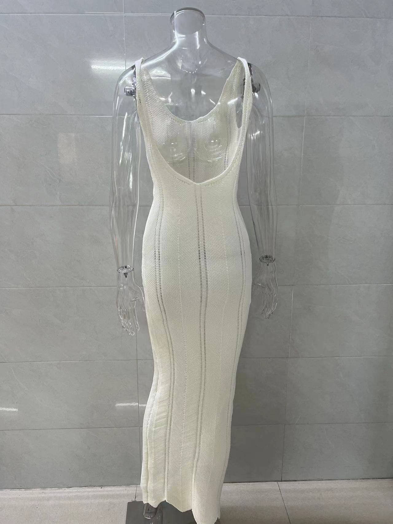 Sexy cutout backless long knitted dress