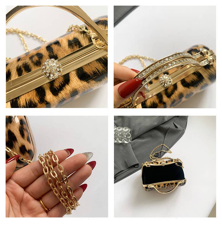 Leopard print fashionable single-shoulder bag