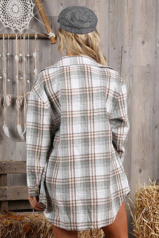 CWOJA187-P_PLUS SIZE TUNIC LENGTH SOFT FLANNEL PLAID JACKET