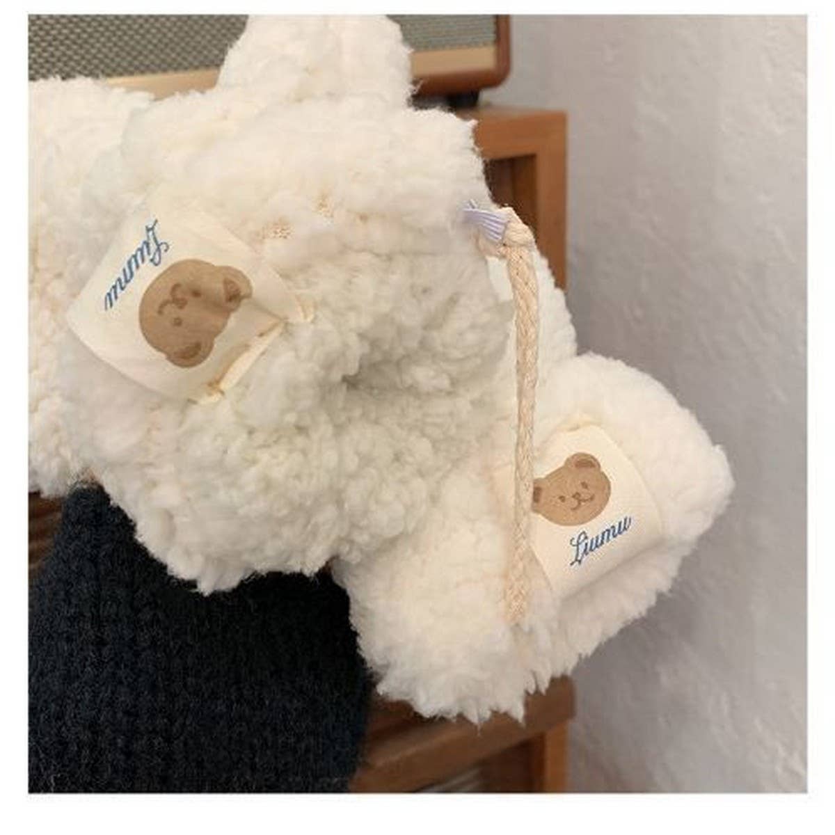 Cute Bear Fleece Mittens ? Warm Neck Strap Gloves_CWAG0178