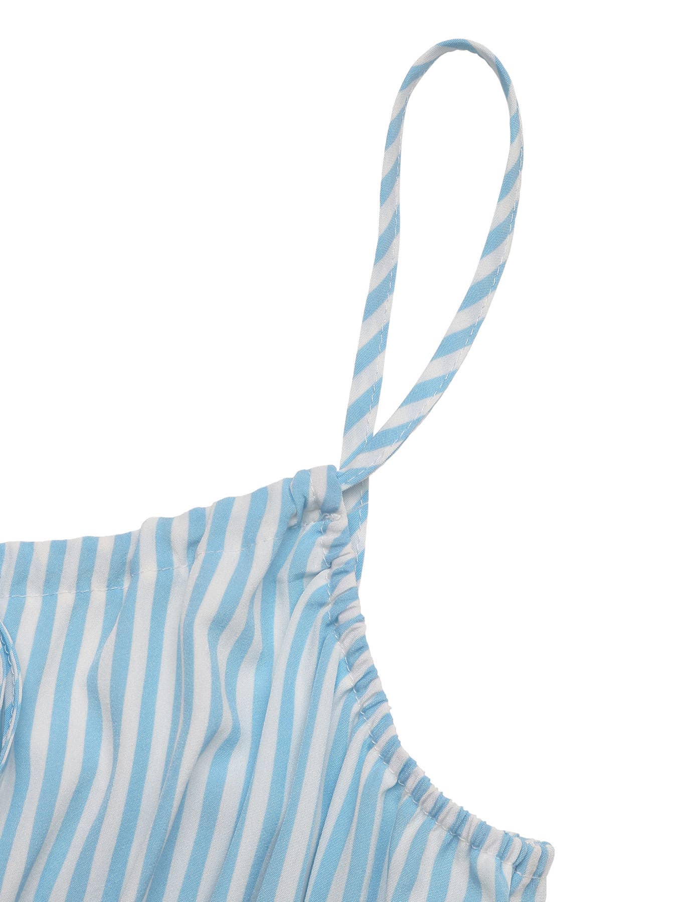 Square-neck lace-up sleeveless striped dress