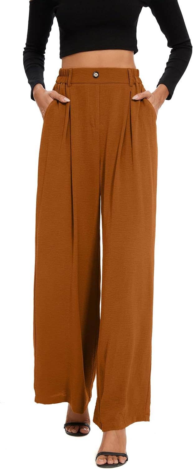 Tight high-waisted straight-leg wide-leg pants