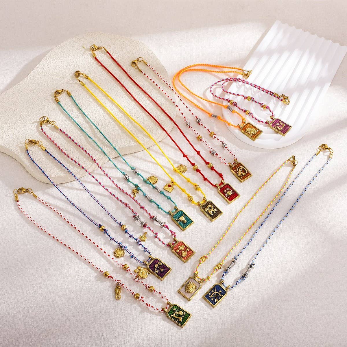 Handmade Zodiac Rope Necklace with Ocean Charms