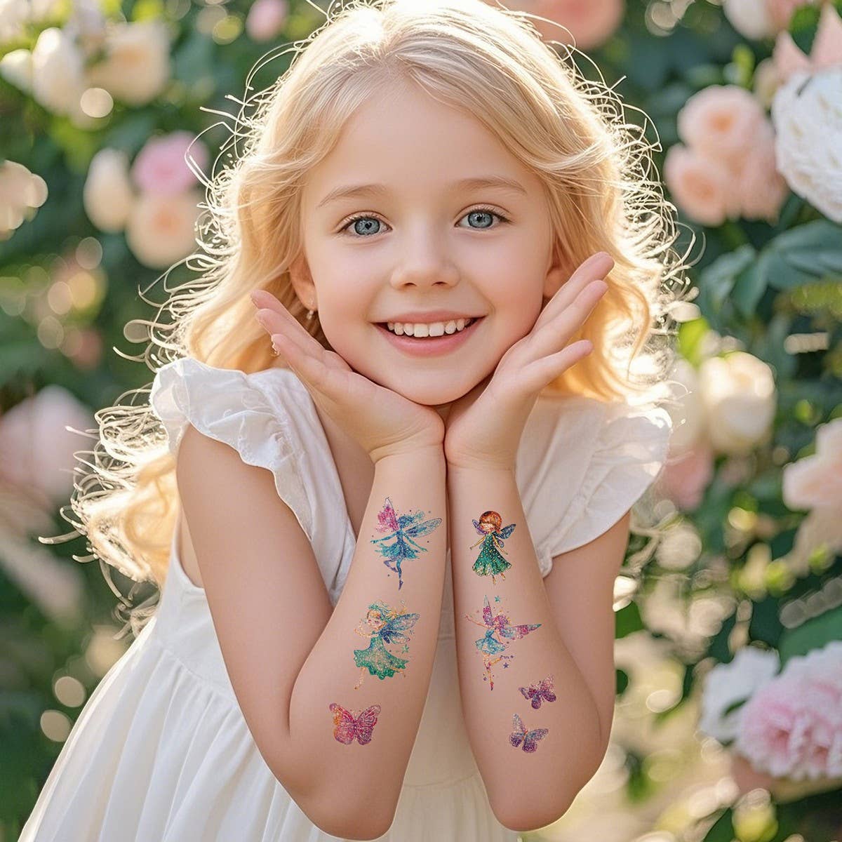 Kids Glitter Tattoo Stickers Bear Butterfly Stars