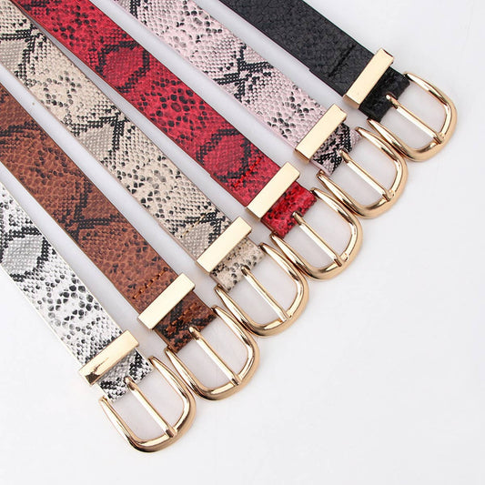 CWABE0937_SIMPLE DECORATIVE SNAKE PRINT BELT