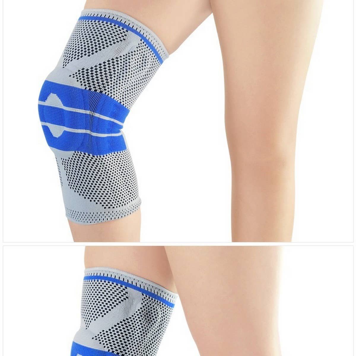 Gray Silicone Pad Knee Brace with Dual Springs