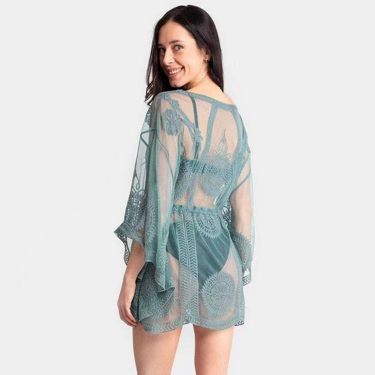 LACE SUN PROTECTION SHIRT BIKINI COVER UP