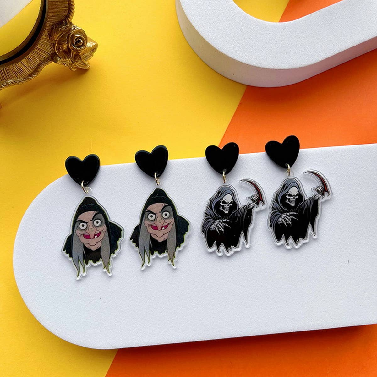 FUNNY HORROR SKULL GHOST EARRINGS