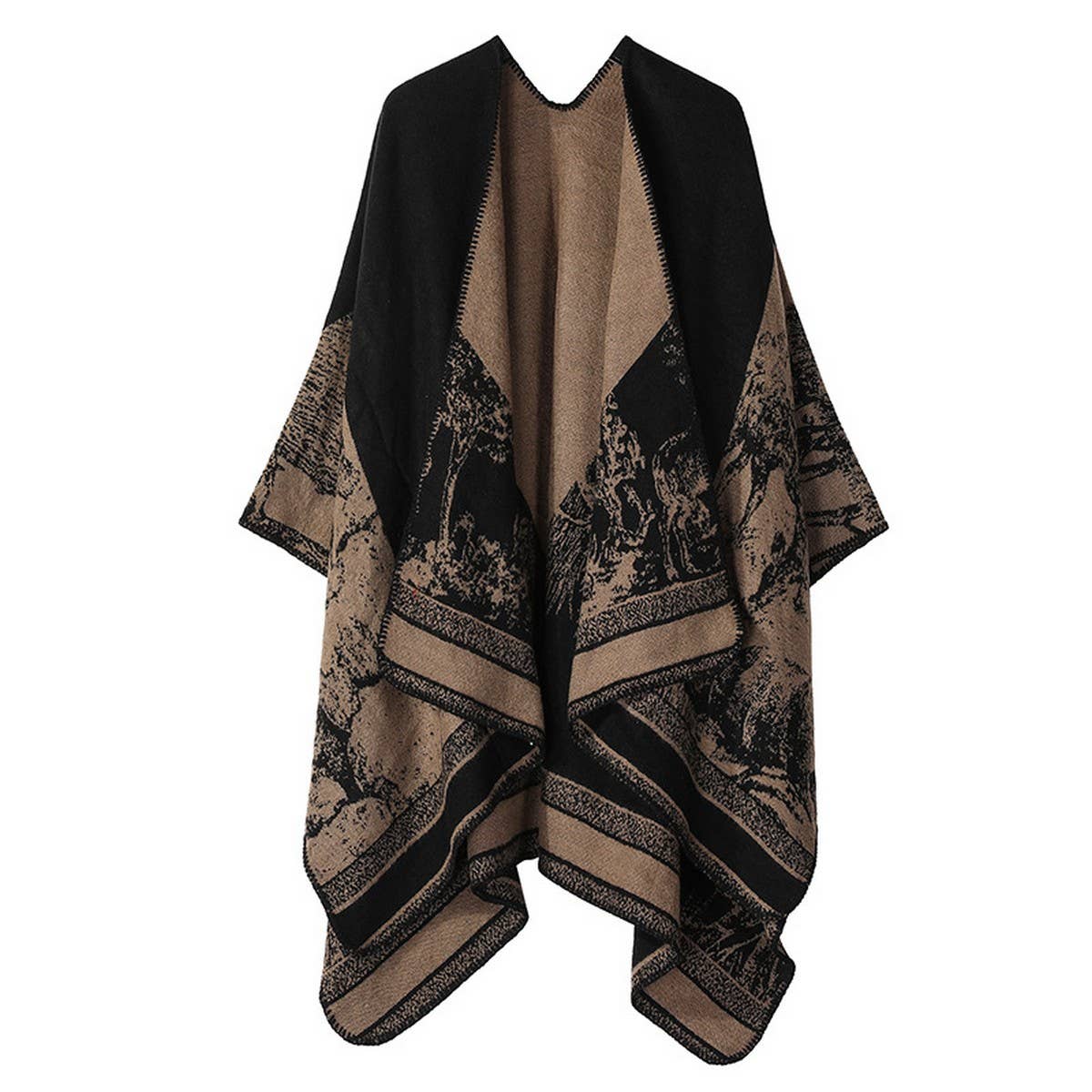 CAPE DARK DOUBLE-SIDED WARM OUTER WEAR THICK SHAWL_CWASC2116