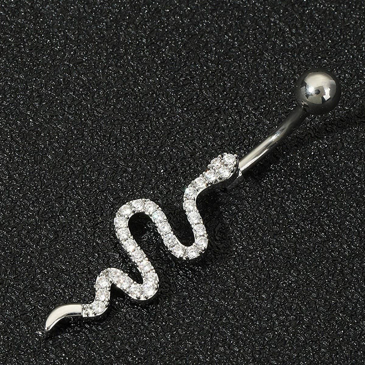 Snake CZ Belly Ring ??Trendy Navel Piercing_CWMM9192
