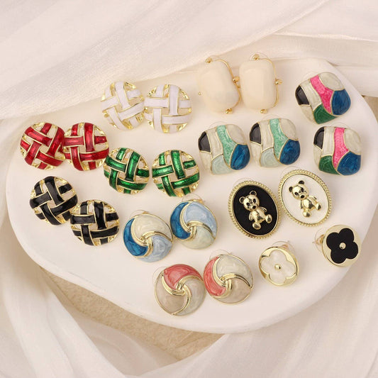 NEW SIMPLE HOLLOW GRID FOUR-LEAF EARRINGS