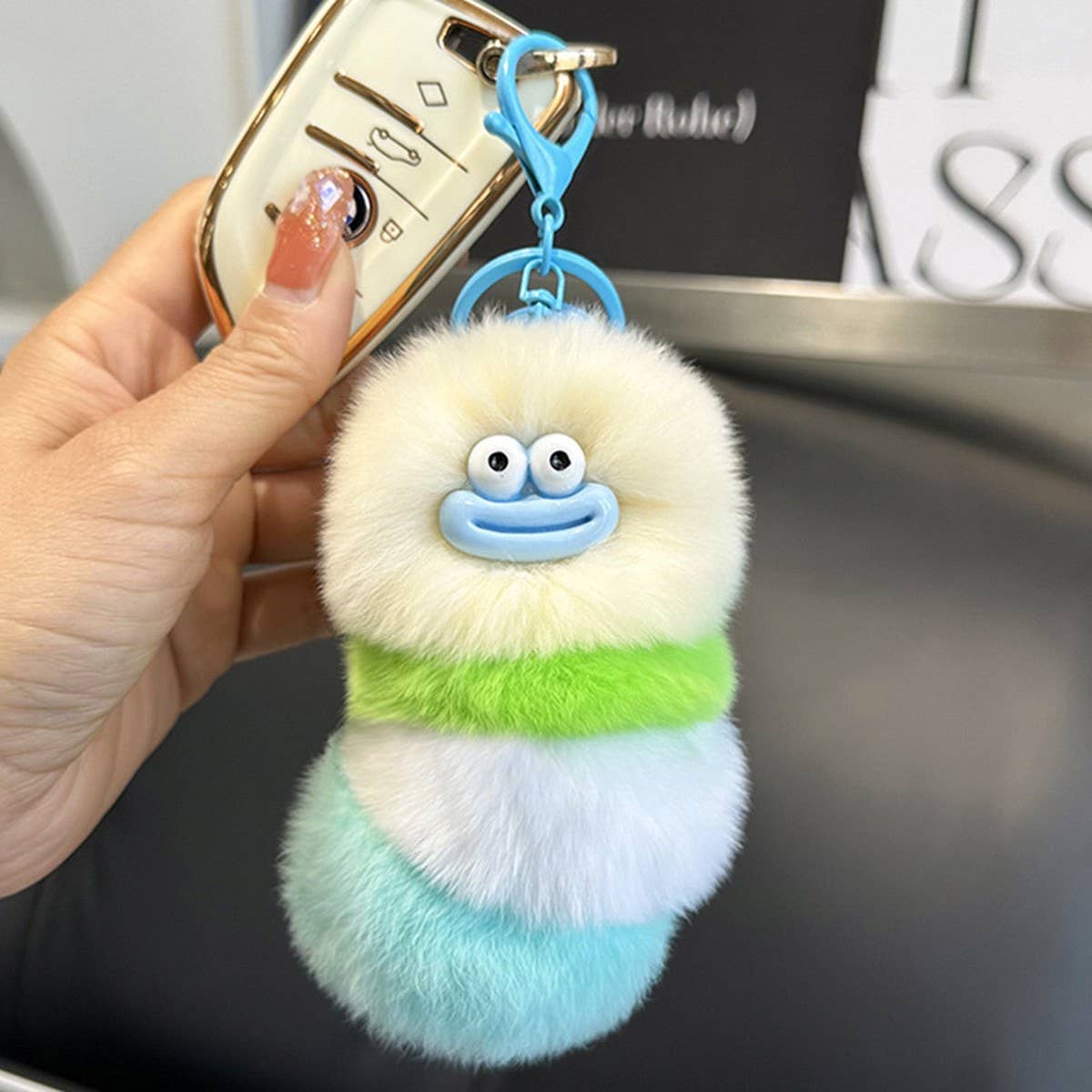 UGLY AND CUTE CATERPILLAR BAG PENDANT CAR KEYCHAIN