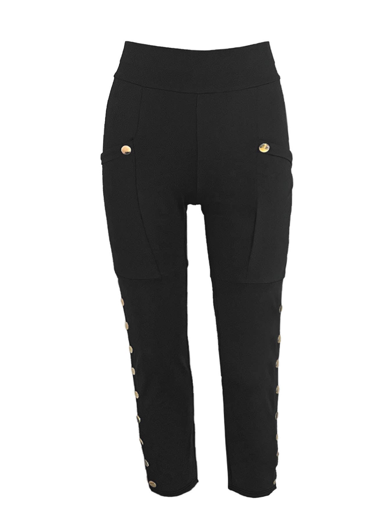 SOLID COLOR STRETCH HIP-LIFTING SLIM-FIT PANTS