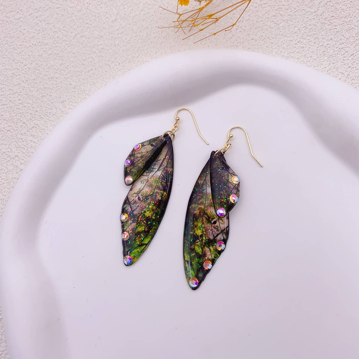 S925 Silver Cicada Wing Wing Butterfly Earrings