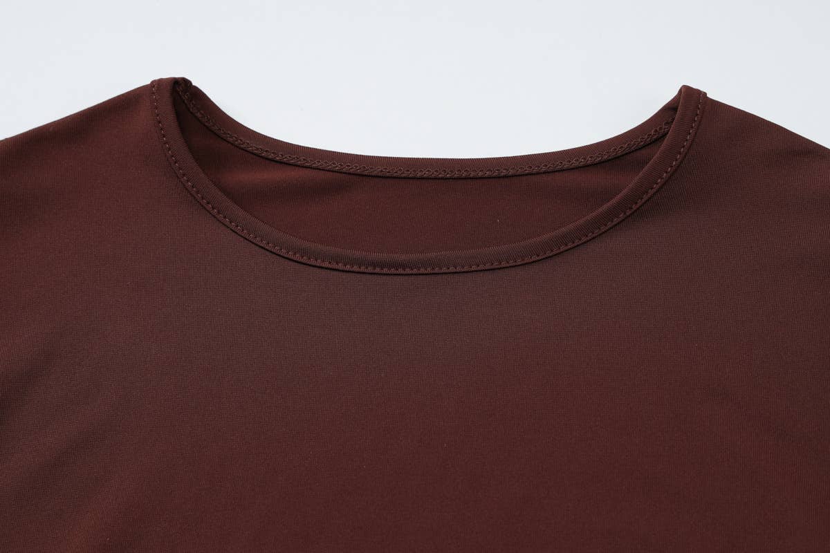 Fashionable long-sleeved round-neck lace-up top