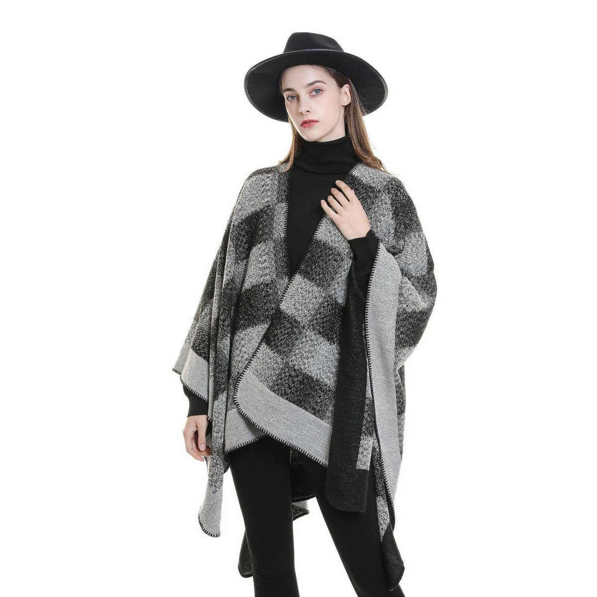 NEW FASHION SPLIT PLAID TRAVEL SHAWL FOR WOMEN
