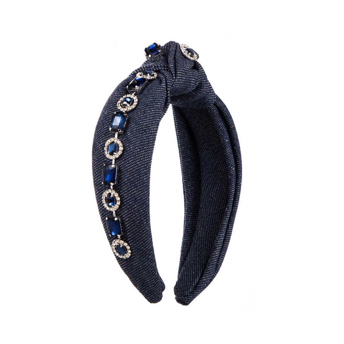 SIMPLE RHINESTONE KNOT DENIM HEADBAND_CWAHA2127