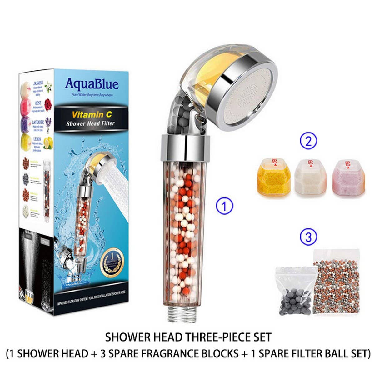 LEMON AROMA FILTER NEGATIVE ION SHOWER HEAD