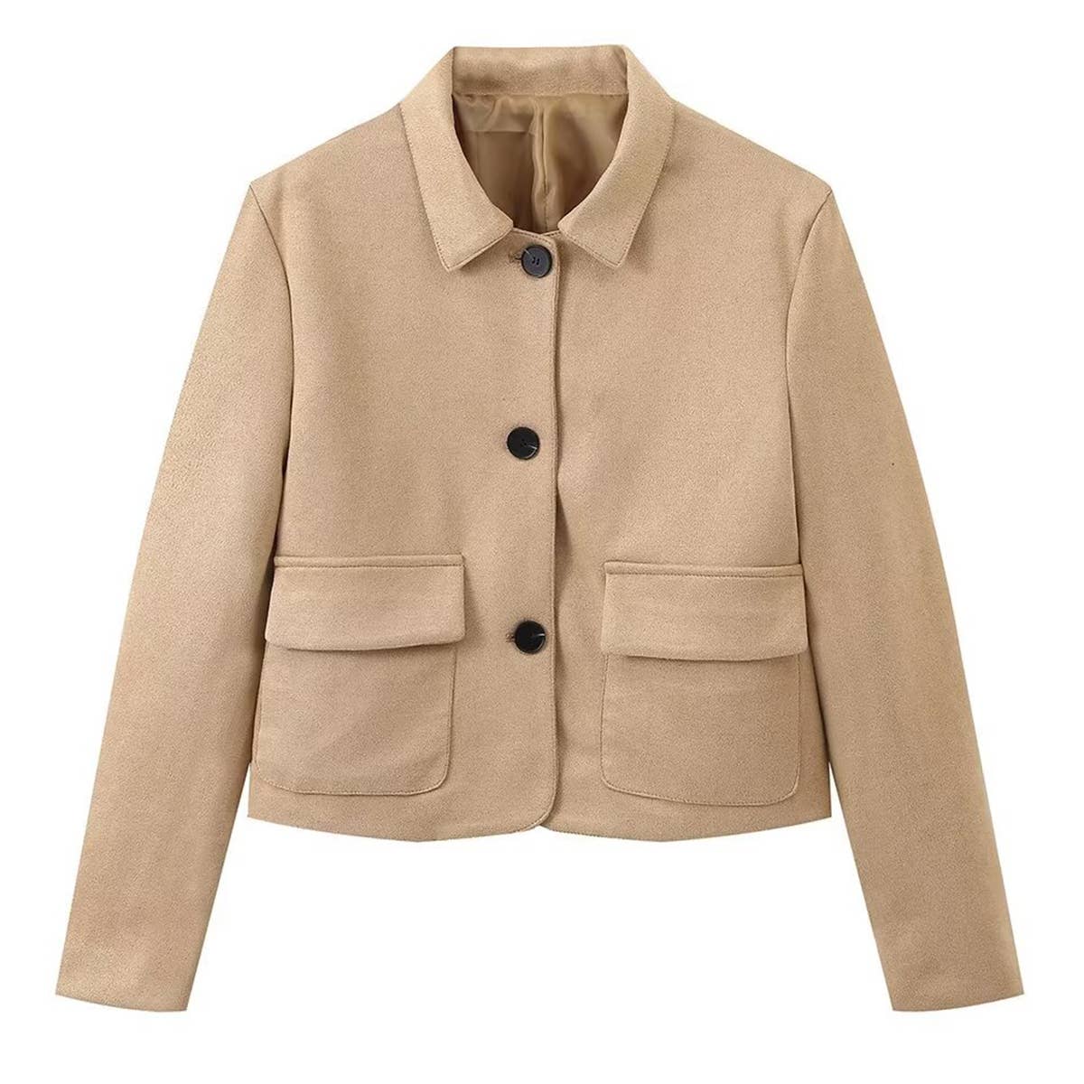 SINGLE-BREASTED LONG-SLEEVED COAT WITH POCKETS