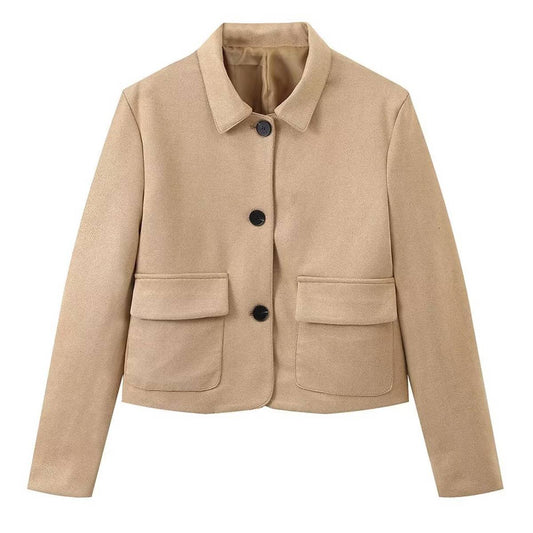 SINGLE-BREASTED LONG-SLEEVED COAT WITH POCKETS