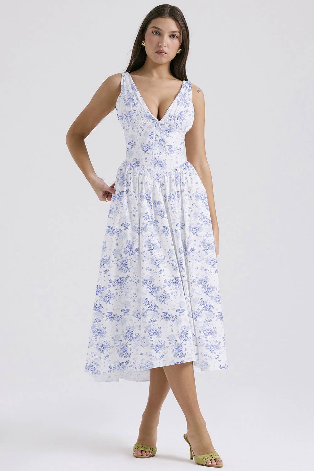 STYLISH PRINTED V-NECK DRESS