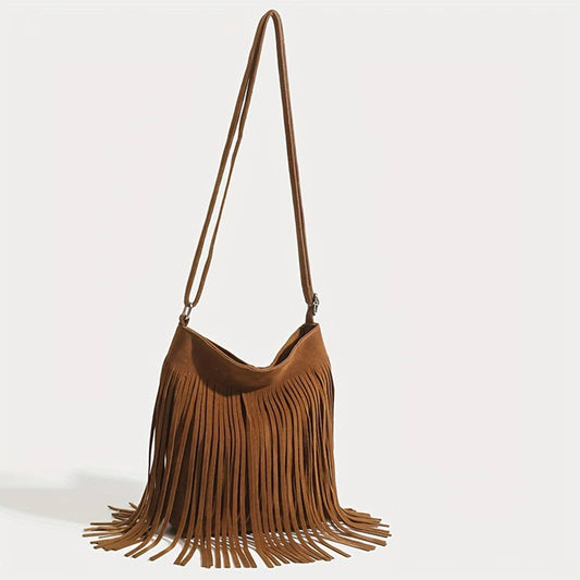 Retro Western denim tassel saddle bag