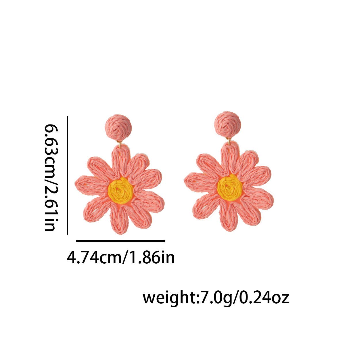 Vacation style raffia woven flower earrings