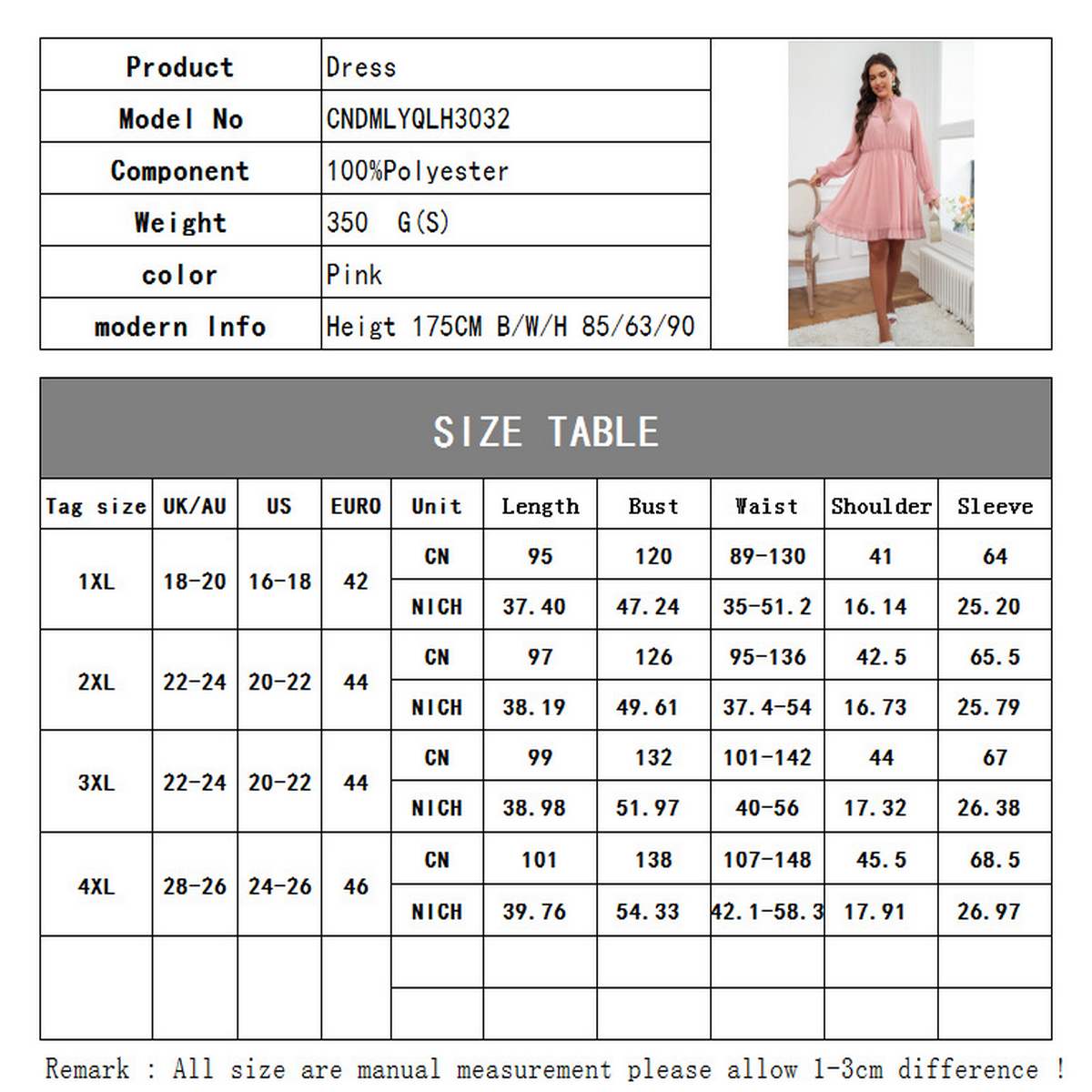 Fashion Plus Size Ruffle Hem Pink Dress_CWDSD8486