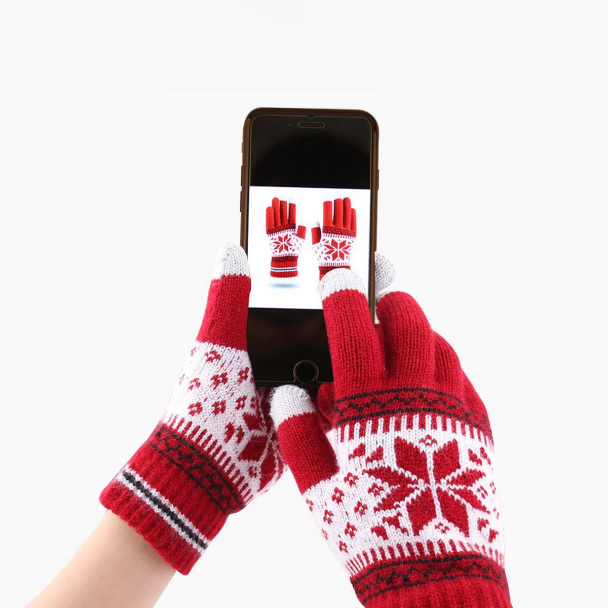 ADULT FASHION SNOWFLAKE KNITTED WARM GLOVES_CWAG0225