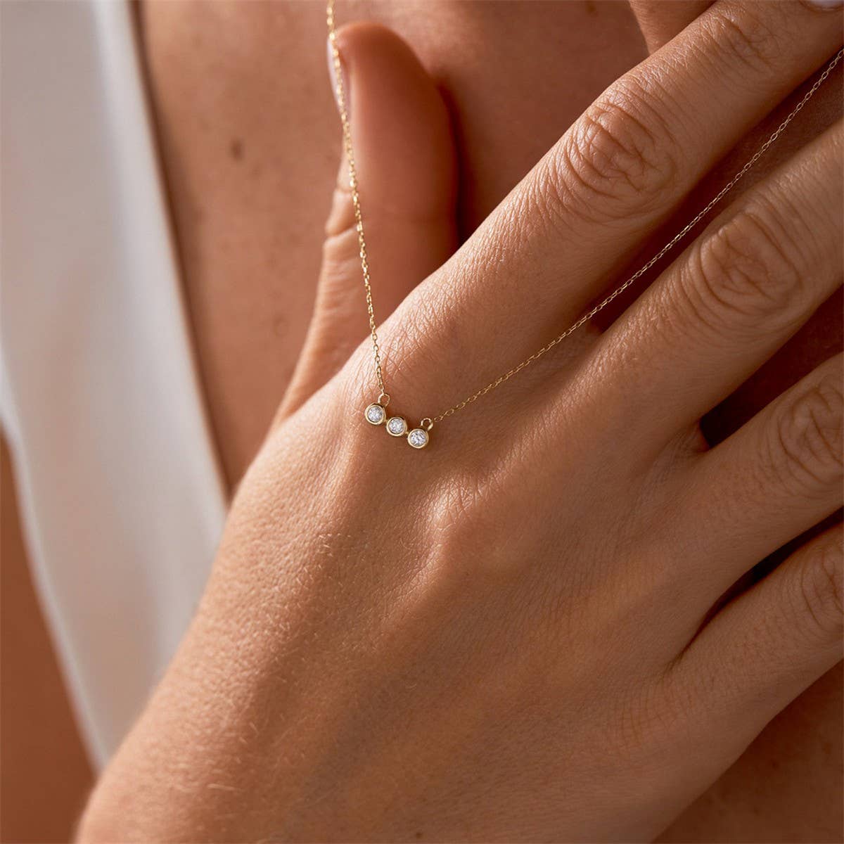 12 Birthstone Pendant Clavicle Necklace_CWMM5670