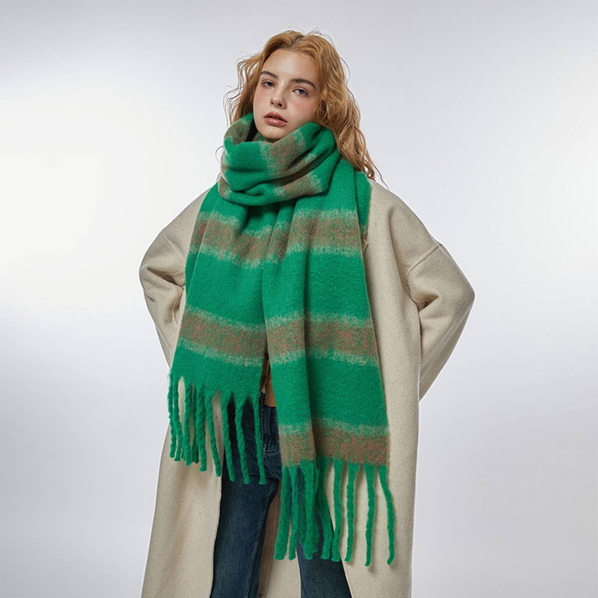 Retro Stripe Fleece Scarf ??Winter Warmth_CWASC2314