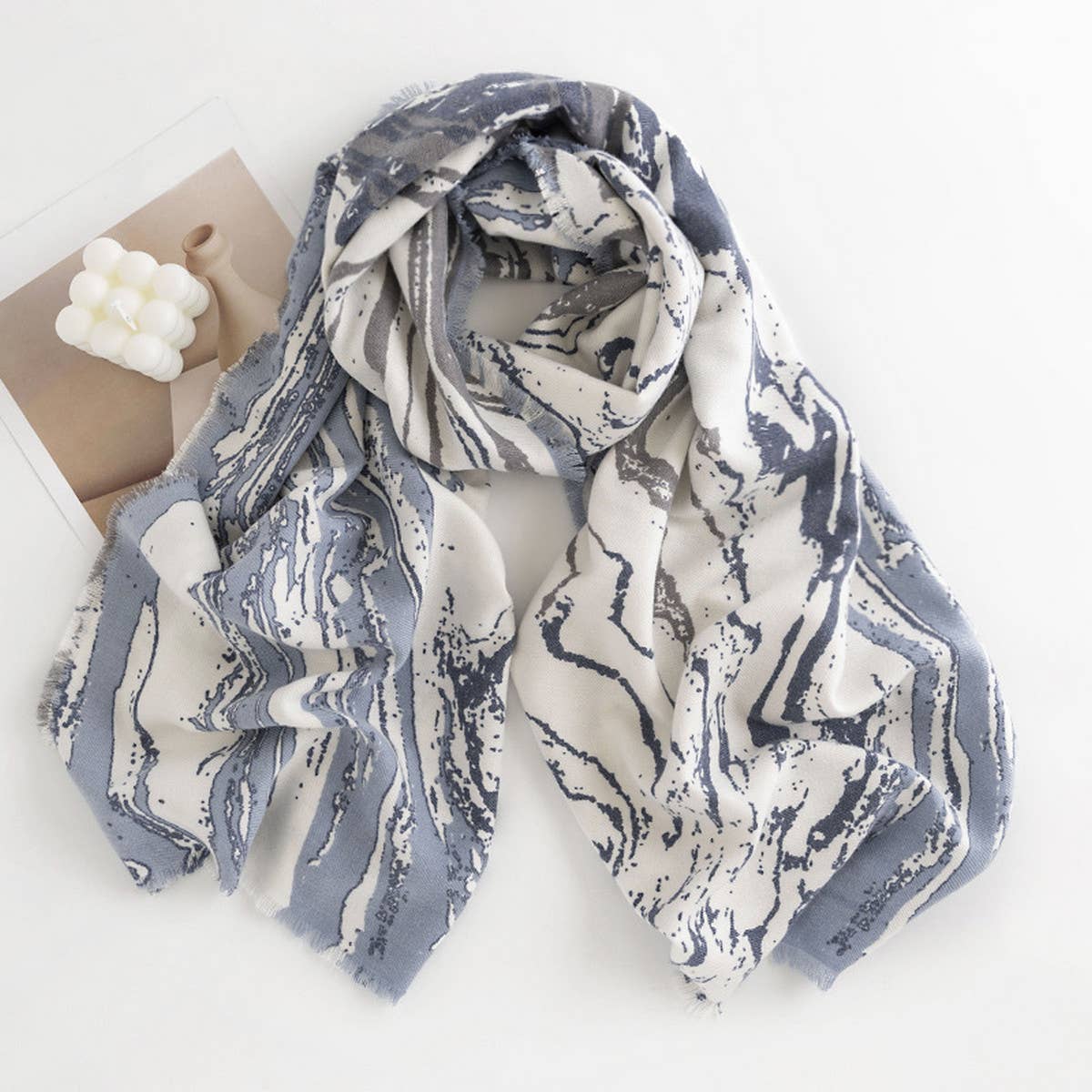 Marble Stripe Scarf ? Soft Winter Wrap