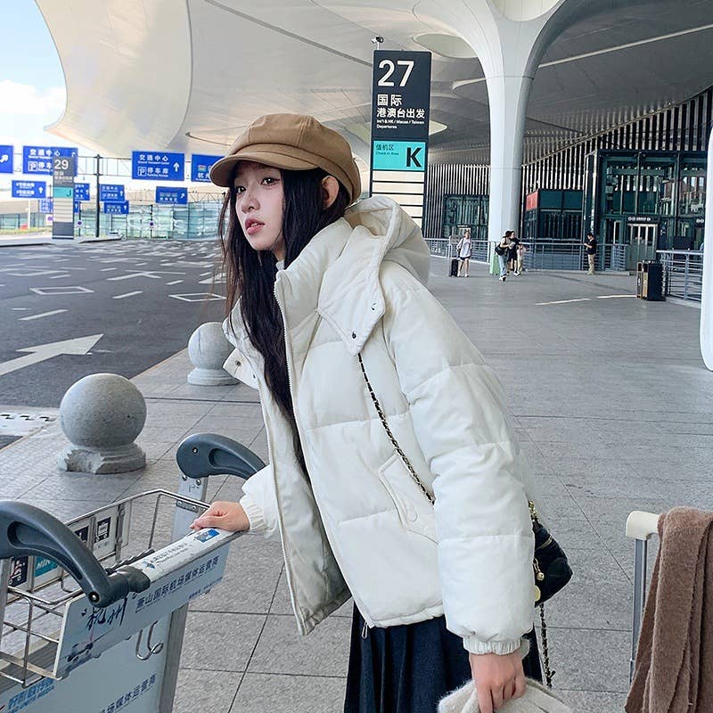 Hooded corduroy textured cotton jacket